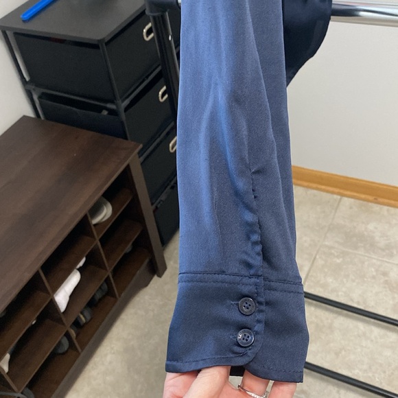 Abercrombie and Fitch dark blue satin blouse. Perfect for work! - Picture 3 of 5